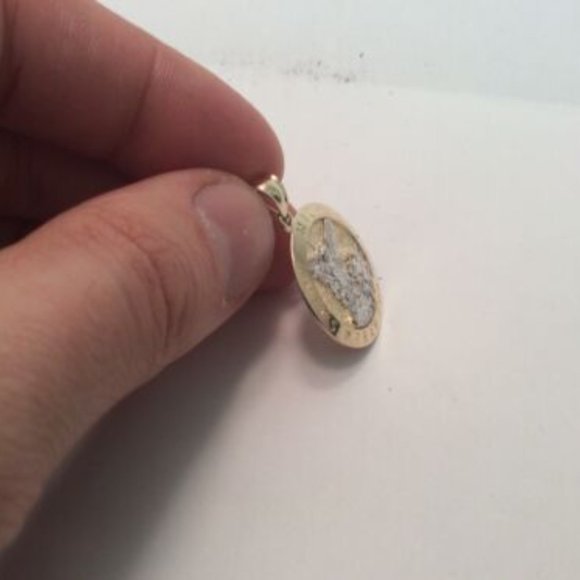10K YELLOW REAL SOLID GOLD MEDALLION PENDANT SAINT MICHAEL PRAY FOR US 3.40 GR - Picture 7 of 8